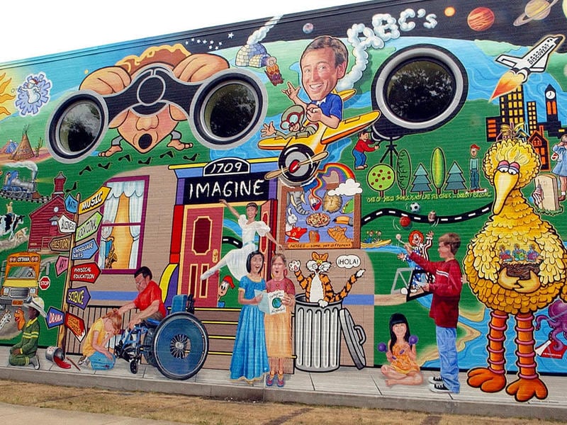 “Imagine and Learn With Bob McGrath,” better known as the “Sesame Street” mural on the east side of Jefferson Elementary School in Ottawa