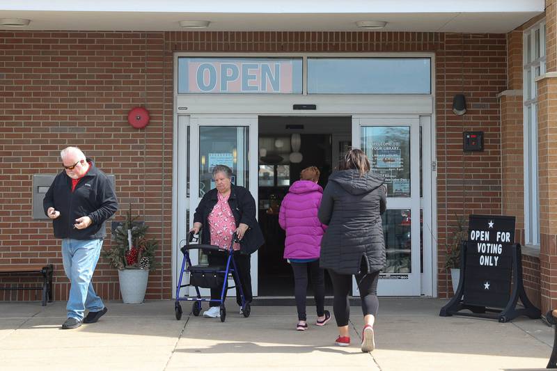 People vote at the Homer Township Public Library on Tuesday, March 19, 2024.