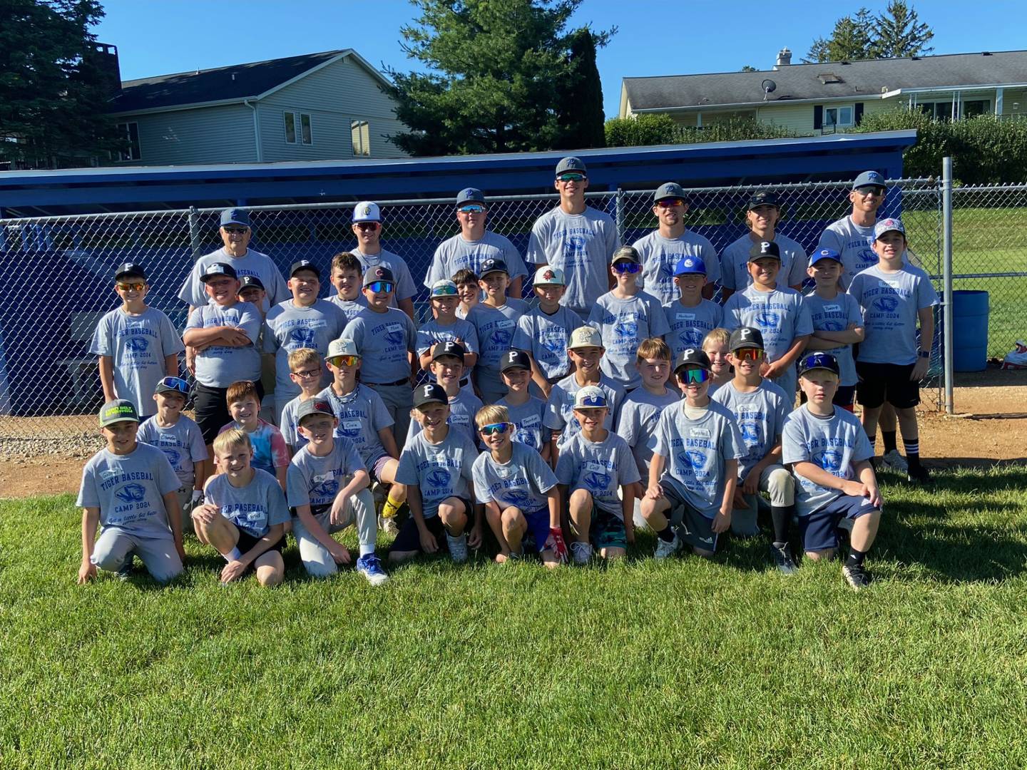 The grade 6-8 session for this year's Princeton Tiger Baseball Camp.