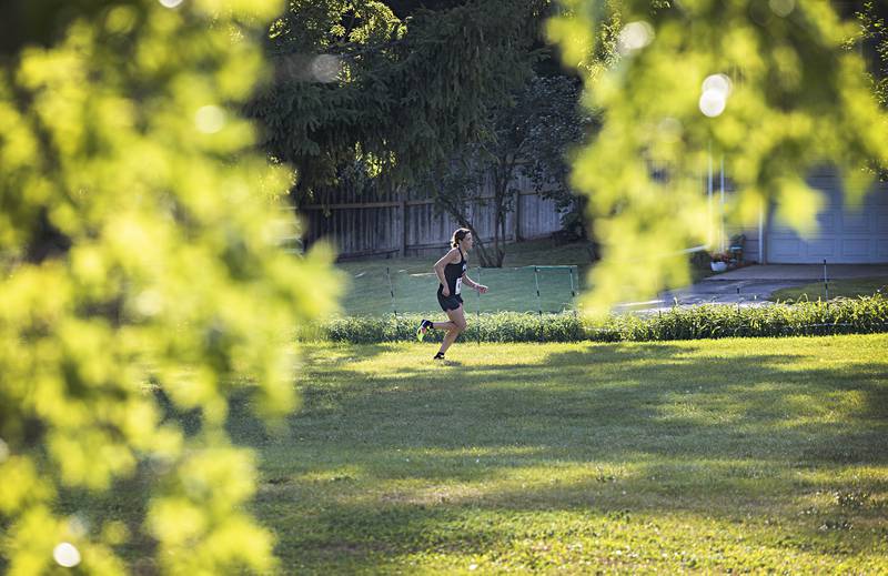 Rock Falls’ Ariel Hernandez took the top spot in the girls race Tuesday, Sept. 12, 2023 during the Twin Cities Cross Country Meet at Centennial Park in Rock Falls.