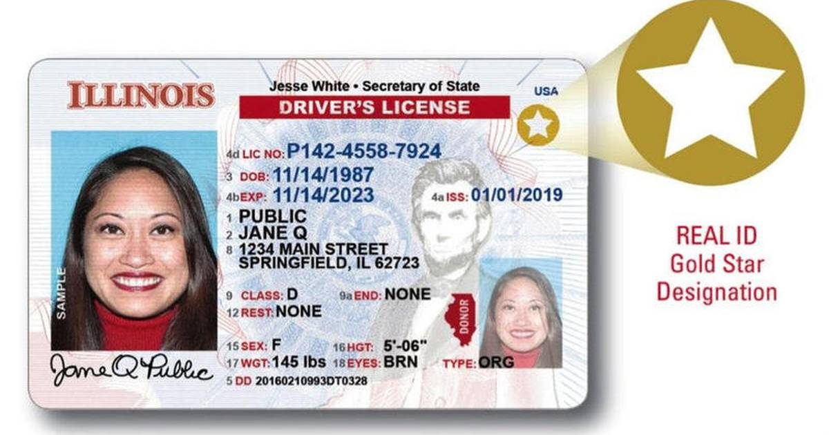 Driver's license must have gold star on top right-hand corner by