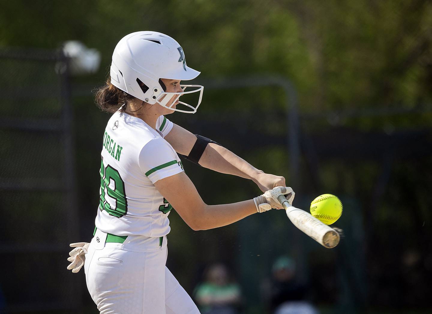 Rock Falls’ Maddison Morgan drives the ball against North Boone Friday, May 19, 2023.