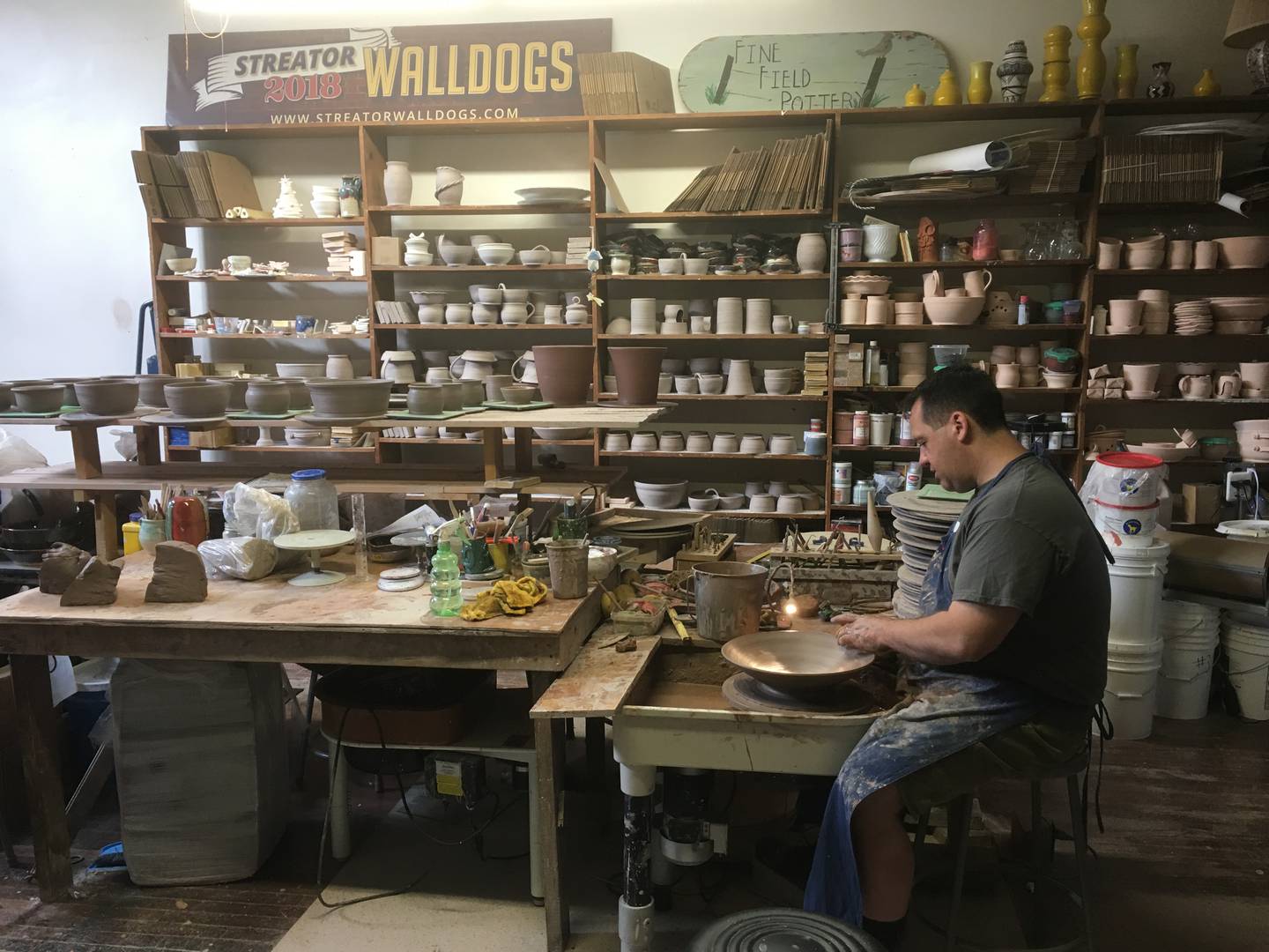 Fine Field Pottery, located in the heart of the historic brick-making city of Streator, specializes in functional and fun pieces of stoneware.