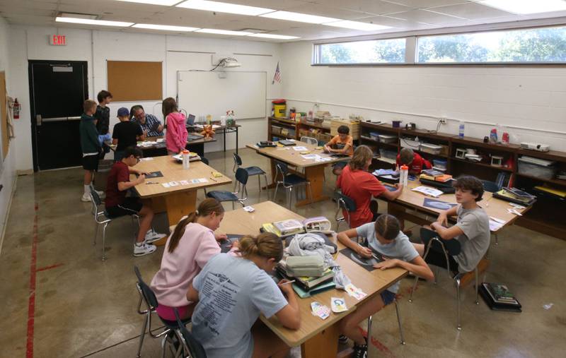 A view of Mr. John Roemer's art classroom Thursday, Sept. 12, 2024 at the Putnam County Jr. High School in McNabb. The classroom was added on from an old garage.