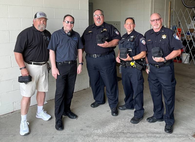 EMA Director Terry Doyle, EzCloud Solutions President Victor Kress, Manhattan Police Department Commander Mike Holford, Officer James Redlich and Commander Brian Zarnowski