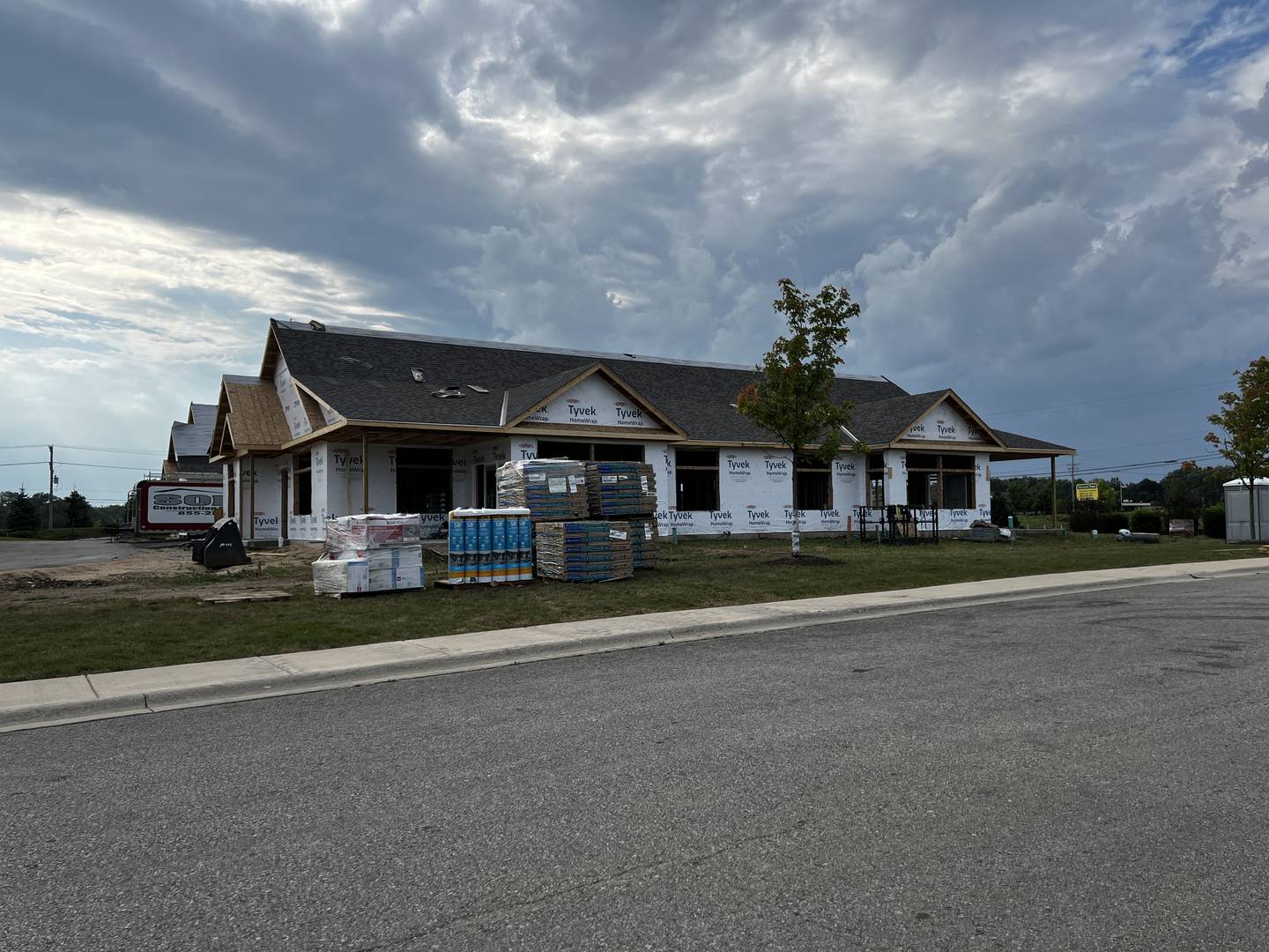 The final two buildings in the first phase of the Old Mill Park Condo Community, are under construction near the corner of Mount Hunger Road and State Route 23 in Sycamore.