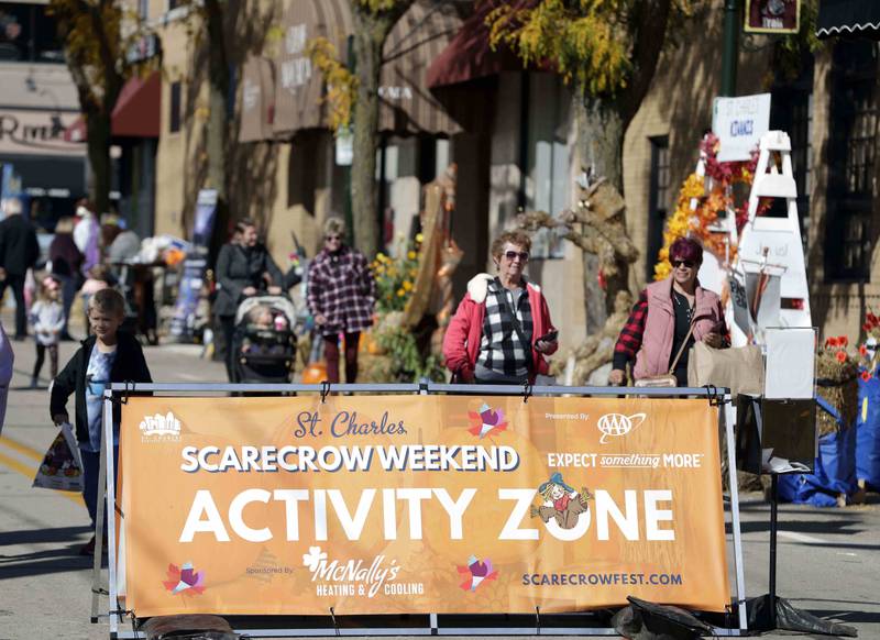 The opening day of Scarecrow Weekend Friday October 7, 2022 in St. Charles. The festival continues from 10 a.m. to 6 p.m. on Saturday and Sunday, Oct. 9, in downtown St. Charles. The 37th annual festival featuring 85 handcrafted scarecrows on display throughout downtown. Festivalgoers can vote to decide the winners in four categories: mechanical/mega; clubs, nonprofits and schools; individuals; and business.