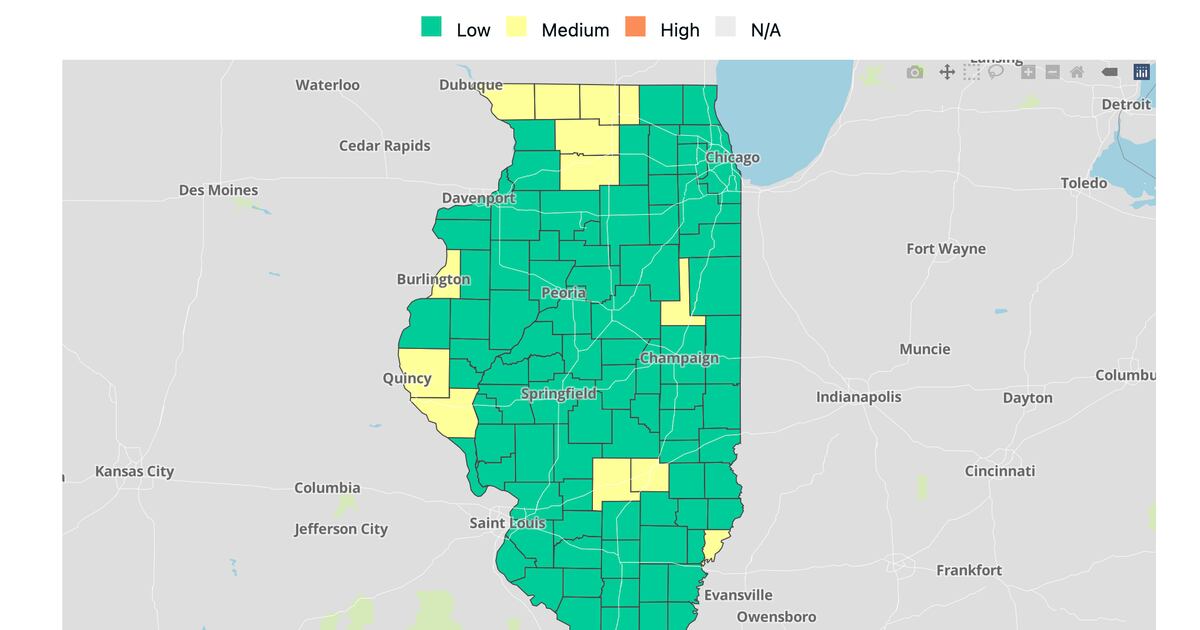 IDPH: Illinois down to 14 counties at “medium” COVID-19 risk