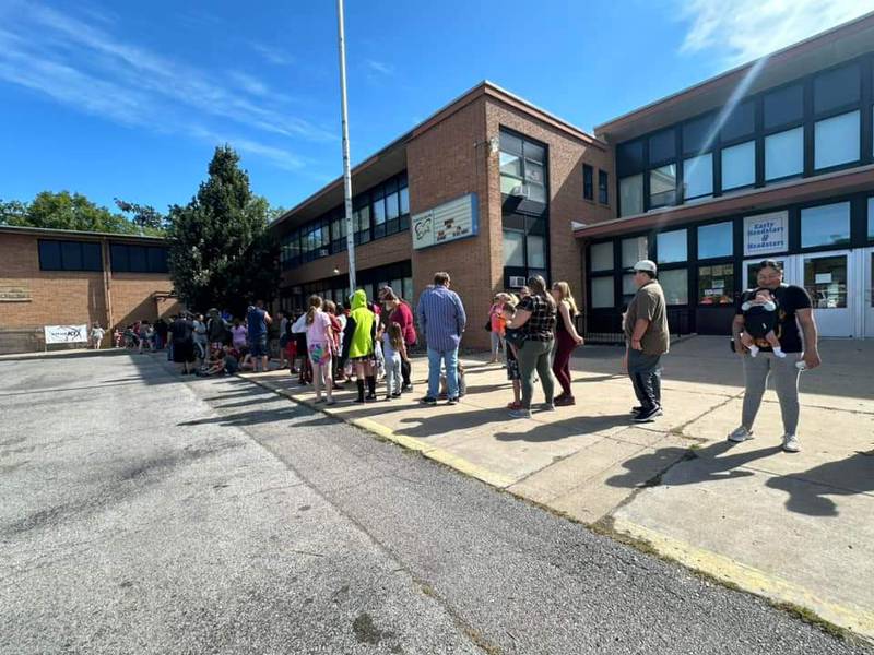 Families lined up for school supplies at Streator's fourth annual Back to School Fair Saturday, Aug. 10, at the Oakland Park Commons, 701 S. Sterling St.