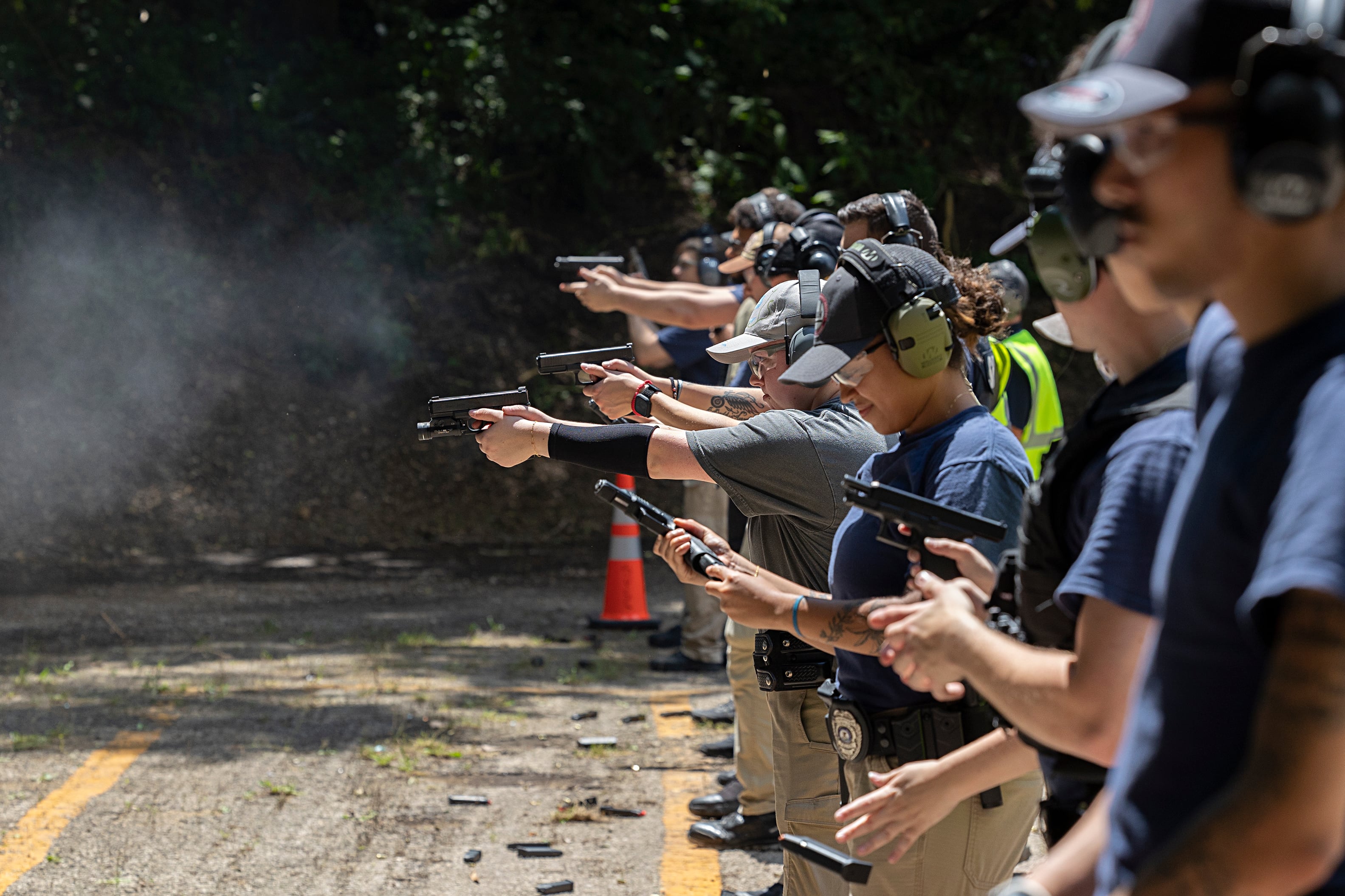 Recruits go through speed reloading training Wednesday, July 17, 2024, as part of the Sauk Valley Police Academy class.