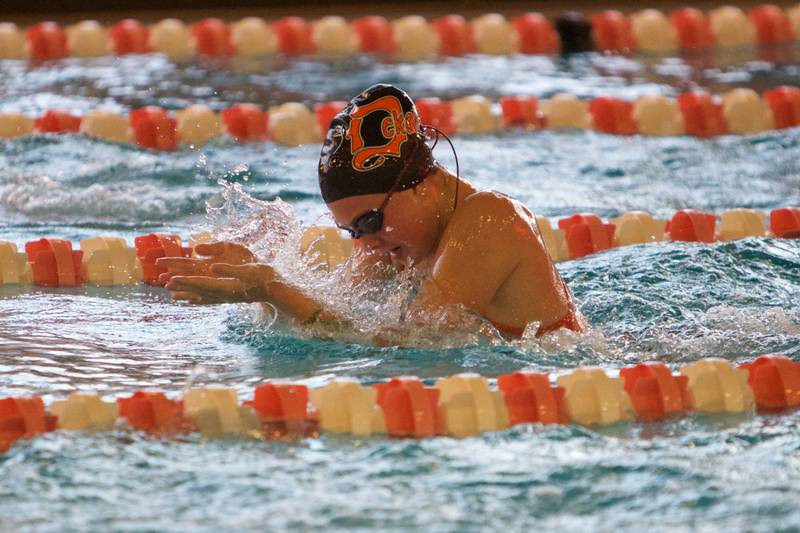 DeKalb - Sycamore's Molly Allison competes in the 100 Yard Breaststroke at the DeKalb - Sycamore co-op swim meet on Thursday, Sept.30,2022 in DeKalb.