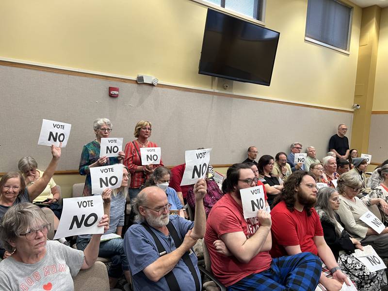 More than a dozen spoke against a proposed resolution that would have declared DeKalb County a non-sanctuary for asylum seekers during a DeKalb County Board Law and Justice Committee meeting at the Legislative Center in Sycamore on May 20, 2024. The resolution failed to garner enough committee votes to send it to the DeKalb County Board for approval.