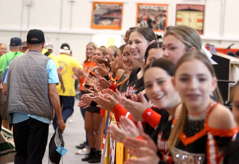 McHenry cheerleaders offer a warm welcome as McHenry Community High School hosted a celebration Sunday for veterans returning from an Honor Flight trip to Washington D.C. The Honor Flight trip was coordinated by the Veterans Network Committee of Northern Illinois.