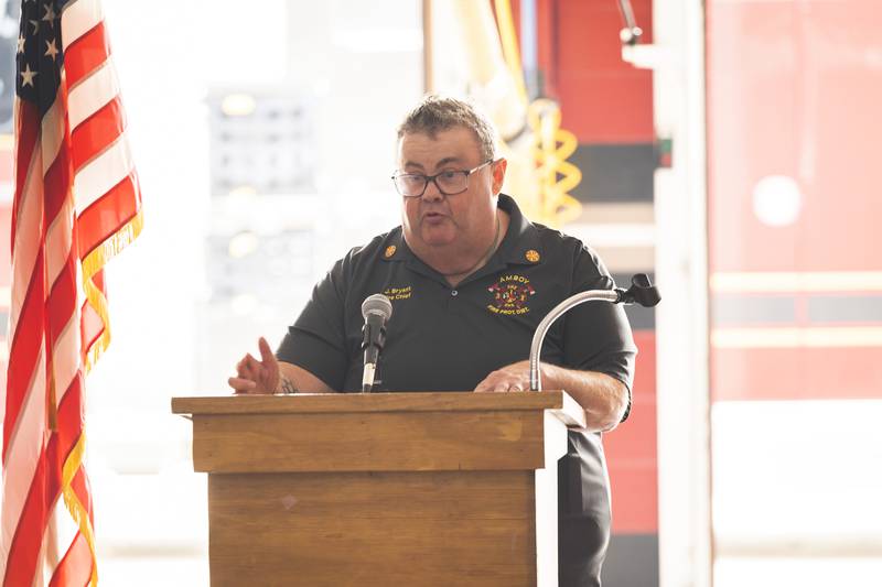 Amboy fire chief Jeff Bryant speaks Tuesday, June 27, 2023 at the station about how a grant to help rural departments have helped his station.