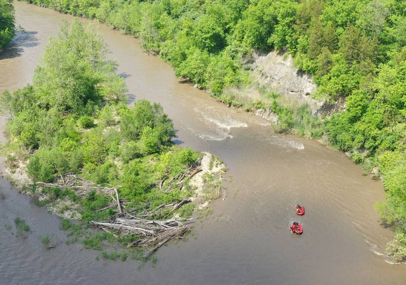 Oglesby, Utica and Tonica firefighters rescue a group of individuals who's raft overturned while on the Vermilion River on Wednesday, May 16, 2024 near Lowell. The group were stranded on a island about a half-mile west of the Illinois Route 178 bridge. The incident happened around 1p.m.