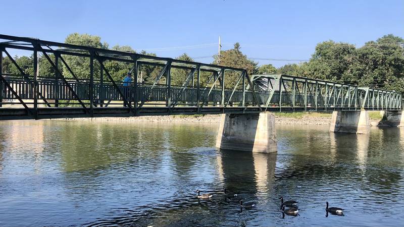 The Indiana Street pedestrian bridge in St. Charles, also known as the Piano Factory Bridge, was built in 1904 and is in need of repair.