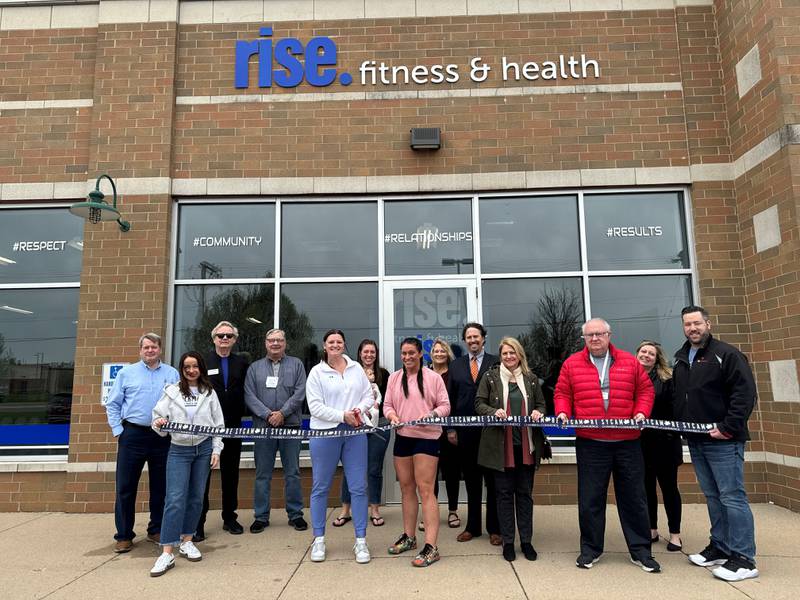 The Sycamore Chamber of Commerce welcoming Rise Fitness and Health with a ribbon-cutting