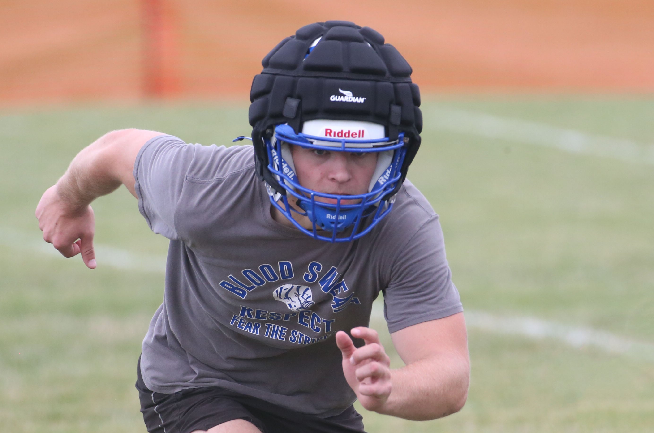 Princeton's Casey Etheridge sprints down the field during the first day of football practice on Monday, Aug. 12, 2024 at Little Siberia Field in Princeton.