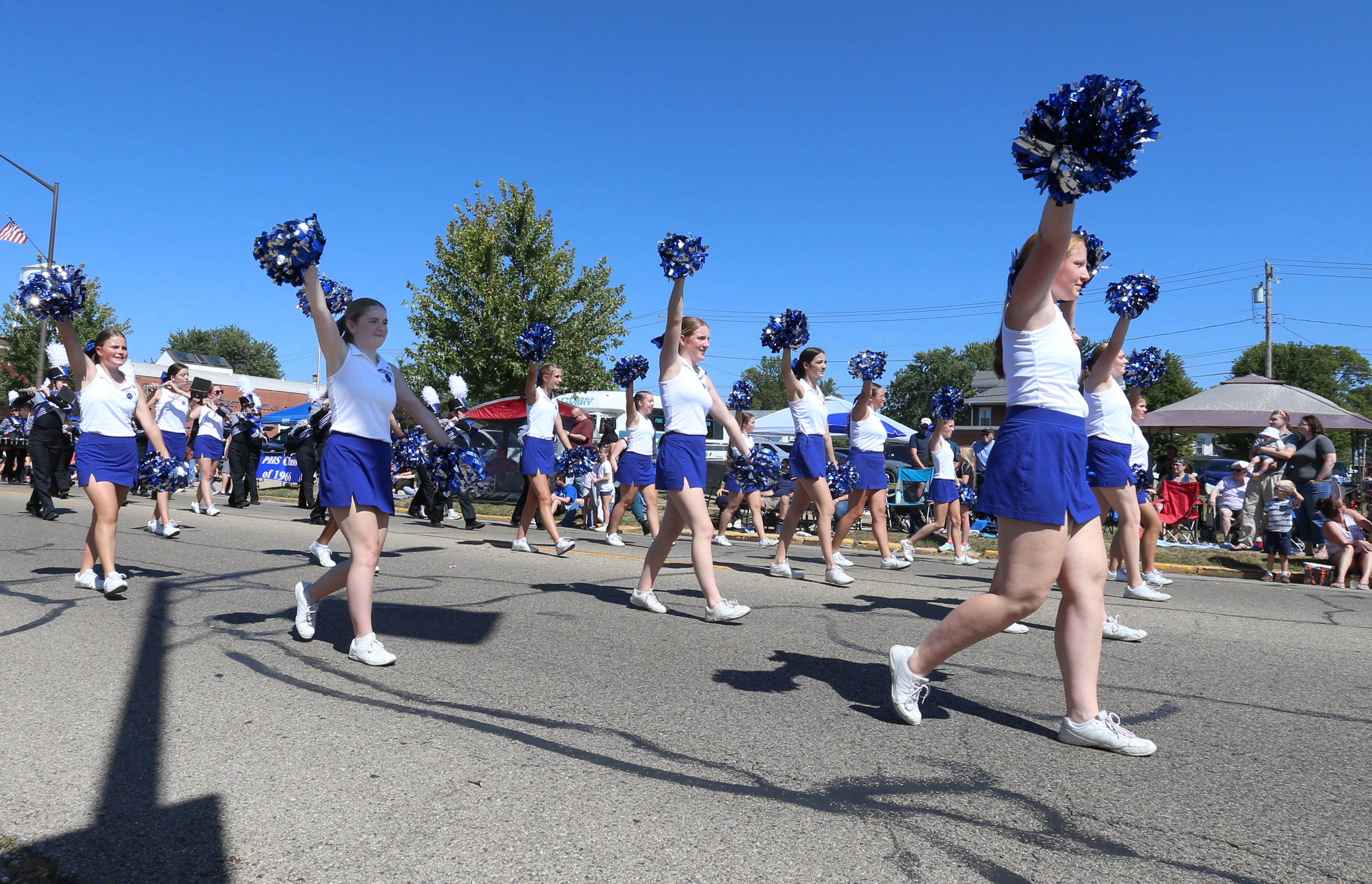 Members of the Princeton High School poms squad march during the 52nd annual Homestead Festival parade on Saturday, Sept. 9, 2023 in Princeton.