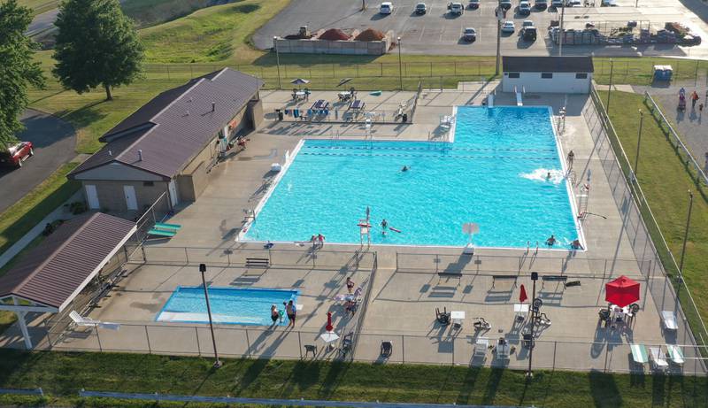 People cool off in the water at the Mendota swimming pool on Monday, June 17, 2024.