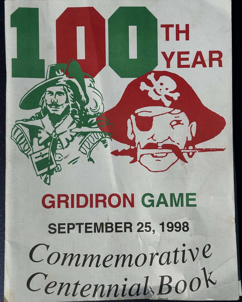 A view of the front cover of the 100th year gridiron game commemorative centennial book between L-P and Ottawa on Monday, Sept. 9, 2024. This Friday marks the 125th meeting between the two teams.