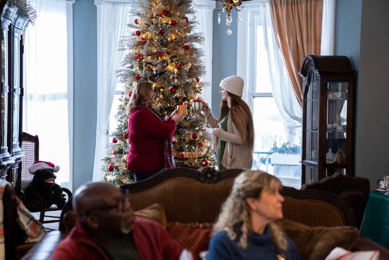 Lori Miarecki and her daughter, Megan Kerr, in the film "Reporting for Christmas."