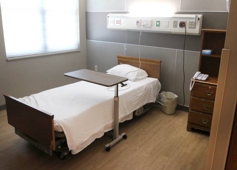 One of the rooms in the DeKalb County Rehabilitation and Nursing Center’s new transitional care wing Wednesday, July 10, 2024, in DeKalb. The new addition recently opened and residents have begun moving in.