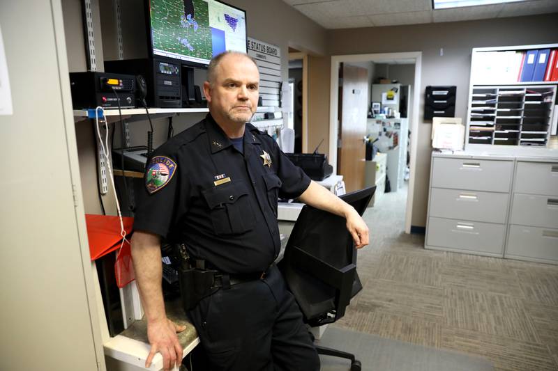 Elburn Police Deputy Chief Erich Schlachta shows the cramped police department space. The department’s referendum for a new station was voted down in the April 4 Consolidated Election.