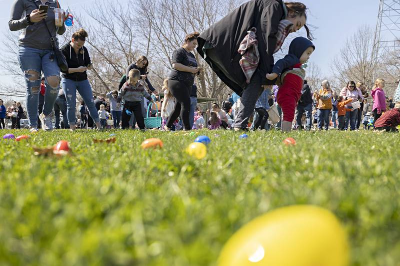 Kid and their families hit the ground running for the first of three age group hunts in Dixon Saturday, April 8, 2023. Each kid could gobble up 20 eggs plus earn a chance to win a bike.