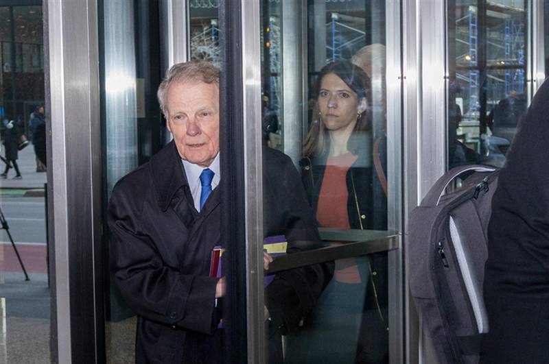 Former House Speaker Michael Madigan exits the Dirksen Federal Courthouse in Chicago Wednesday afternoon. A judge granted Madigan’s motion to delay his bribery and racketeering trial from April 1 to Oct. 8, after the U.S. Supreme Court’s review of another bribery case.