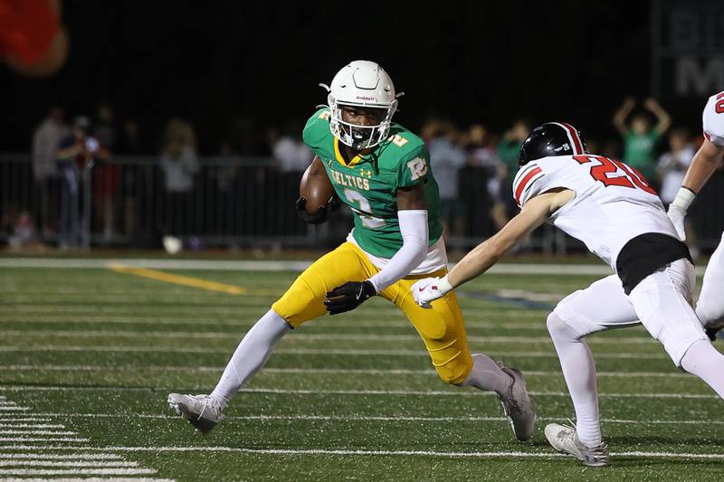 Providence’s Xavier Coleman cuts upfield after a catch against Lincoln-Way Central on Friday, Sept. 6, 2024 in New Lenox.