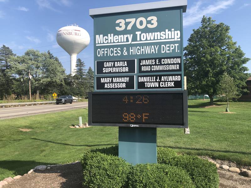 The time and temperature on Wednesday, Aug. 23, 2023, at the McHenry Township Offices on Route 31. The heat index soared well into 100 degree territory, according to the National Weather Service's Romeoville office.