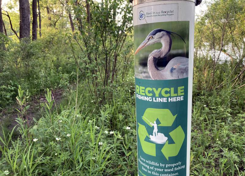 The Forest Preserve District of Will County is urging anglers to use fishing line recycling receptacles this year to dispose of their broken or unneeded fishing line. The goal is to eliminate fishing line from the environment and to protect wildlife from injuries or death.