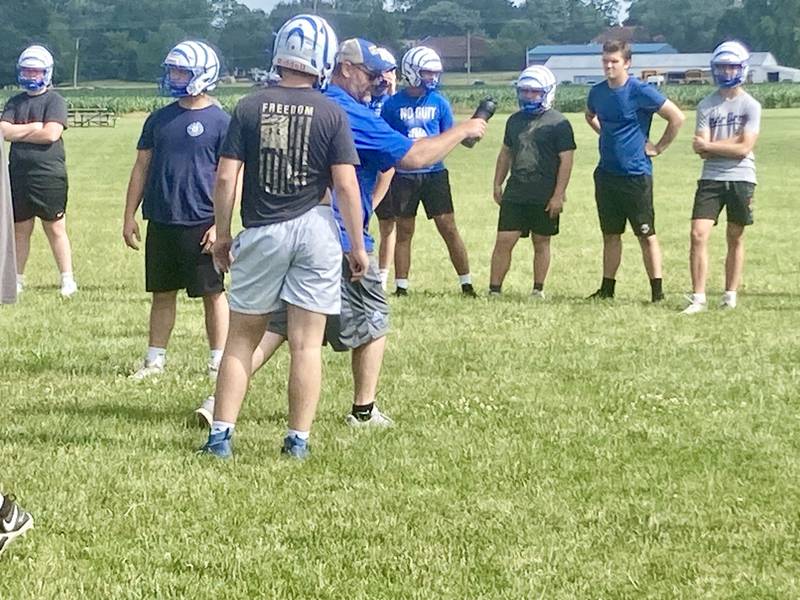 Princeton coach Ryan Pearson instructs during the Tigers mini-camp on Tuesday, June 18, 2024.