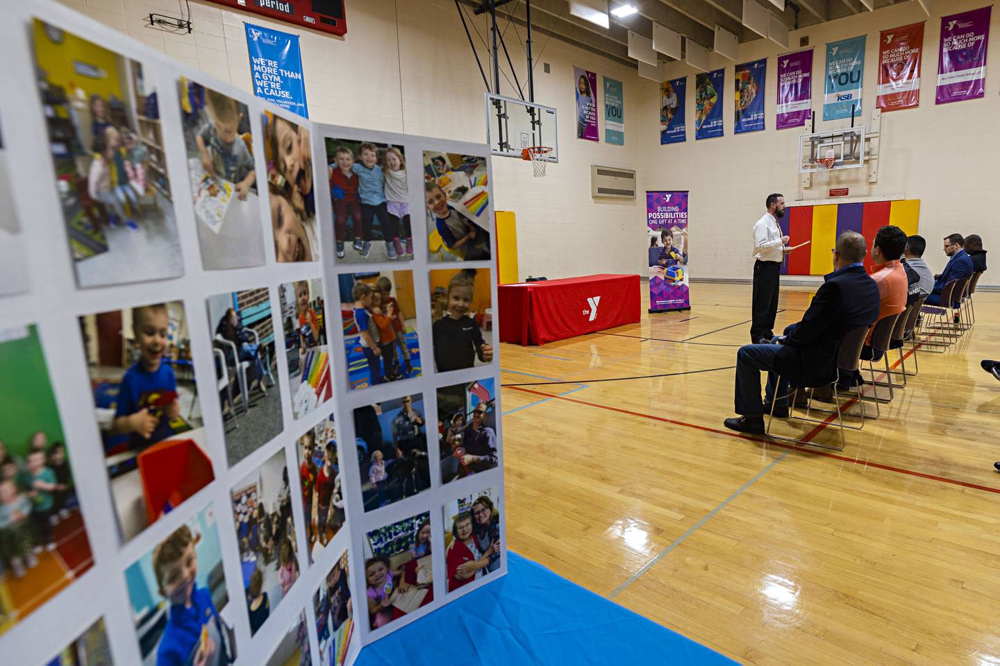 Dixon YMCA CEO Andrew McFarlane address a group Thursday, April 6, 2023 to announce the planned building of a 60,000 foot child care facility at the Gateway Project grounds in Dixon.