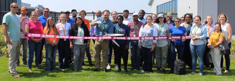 The DeKalb Chamber of Commerce welcoming Syngenta Seeds Development R&D Innovation Center with a ribbon-cutting