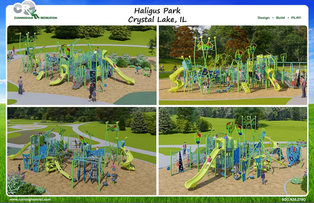 The 10-acre park located near the Lakewood Village Wastewater Treatment Facility will have two playgrounds for multiple age groups.