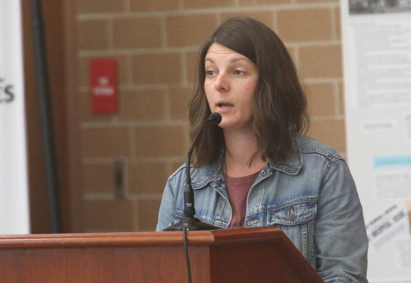 Dr. Melissa Terry, speaks to the Illinois Health Facilities and Services Review Board during a hearing on Thursday, June 13, 2024 at Central Intermediate School in Ottawa.