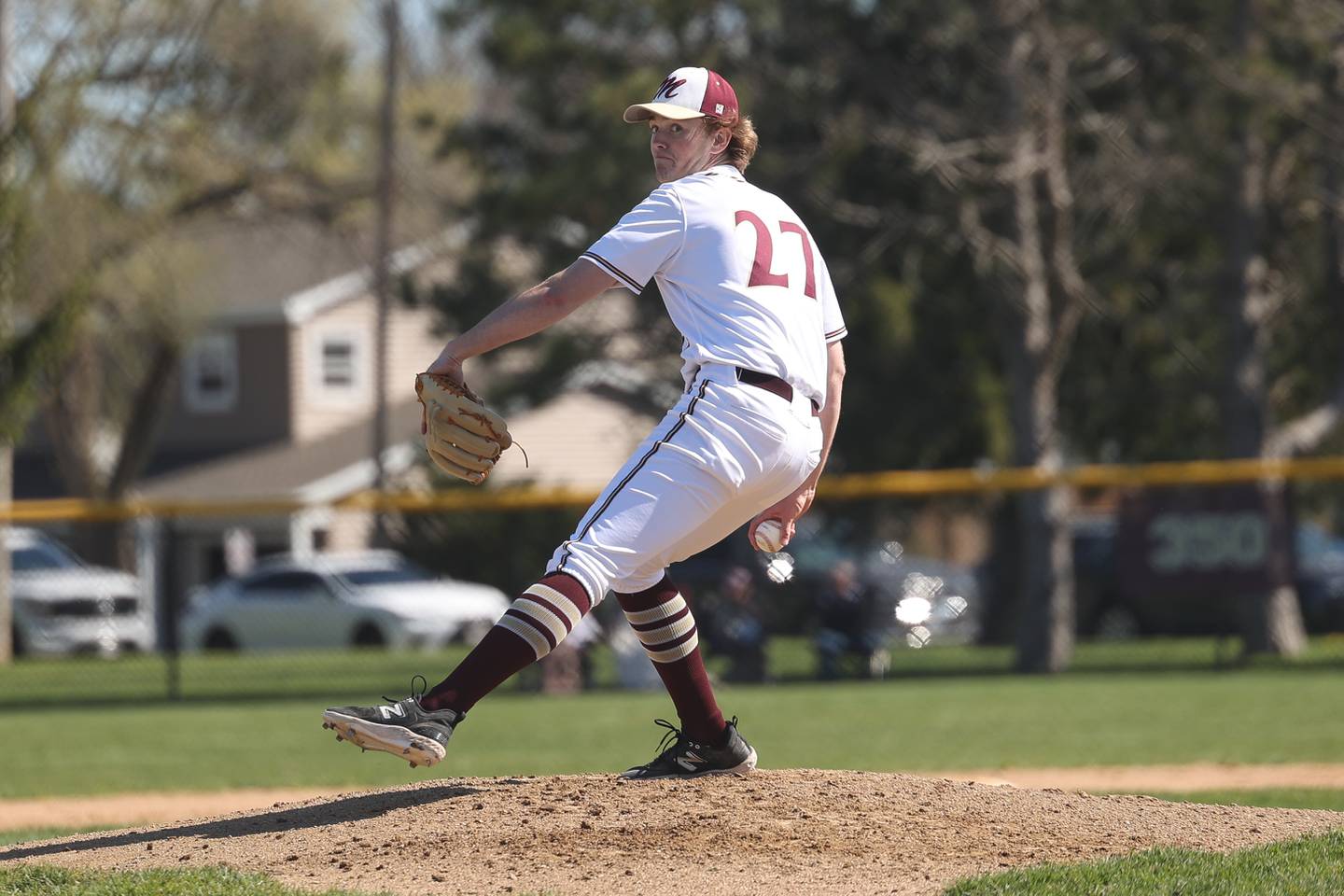 Morris’  Keegan Waters delivers a pitch against Coal City on Saturday, April 13, 2024