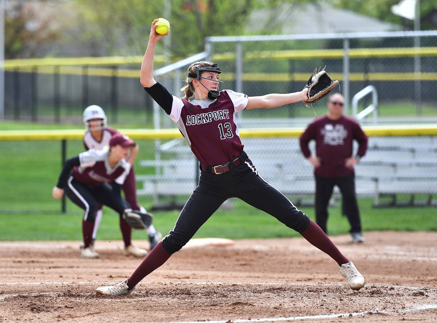 Lockport's Kelcie McGraw winds up for the pitch during the non-conference game against Marengo on Saturday, April 27, 2024, at Lockport.