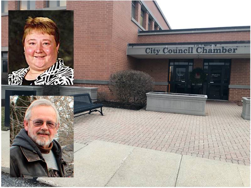 Sue Miller, top, ran unopposed and was reelected to the McHenry City Council on April 4, 2023. Andy Glab, bottom, is just 20 votes ahead of his challenger in the race.