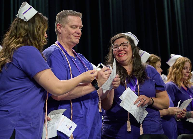 The 2024 class of Illinois Valley Community College registered nursing students celebrated completing their program recently by accepting their pins of honor, lighting candles and reciting a nursing pledge. Forty-two students received associate degrees this spring.