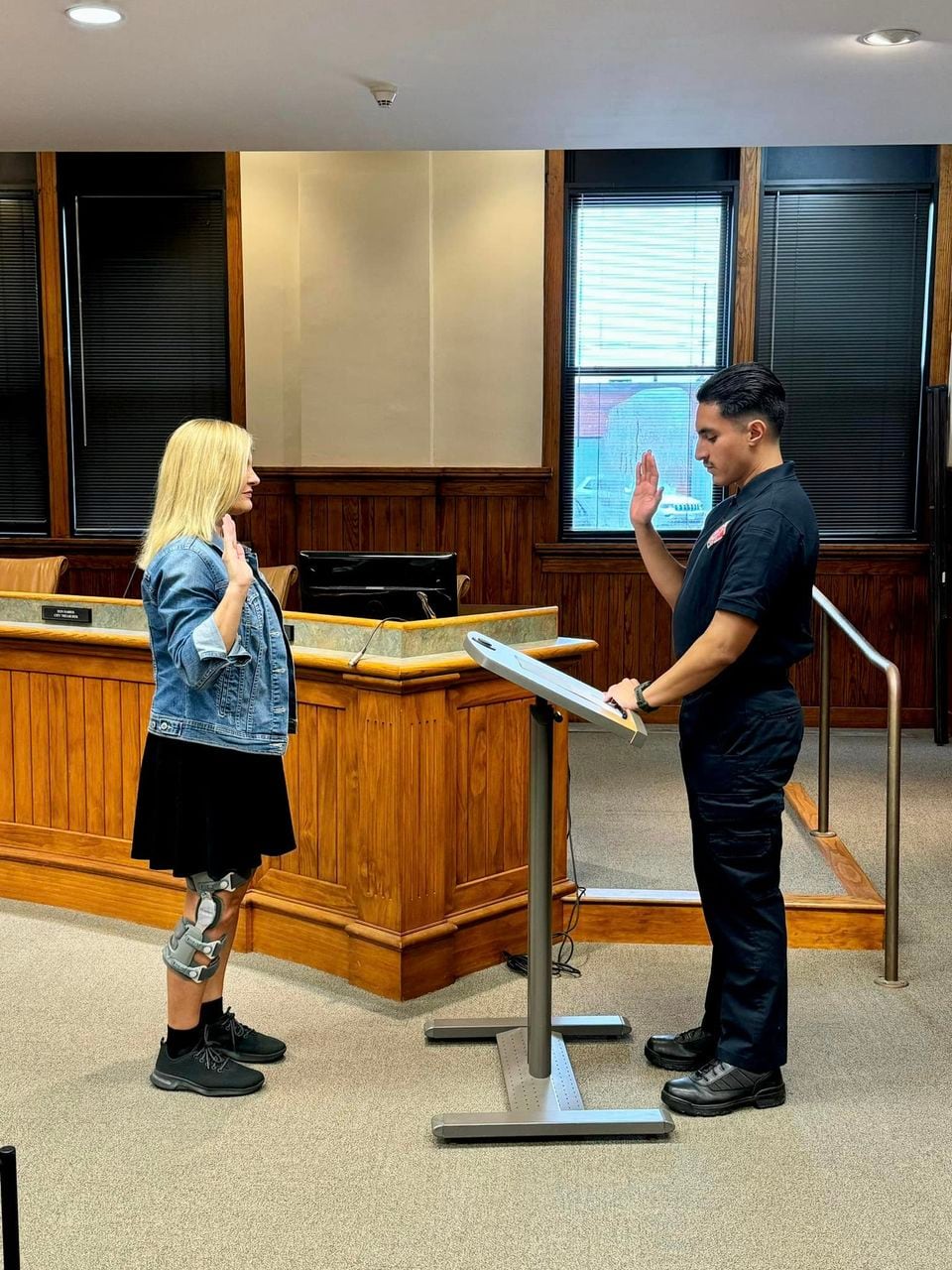 Diego Ortega was sworn in Monday, Aug. 12, 2024, to serve the Ottawa Fire Department by City Clerk Shelly Munks.