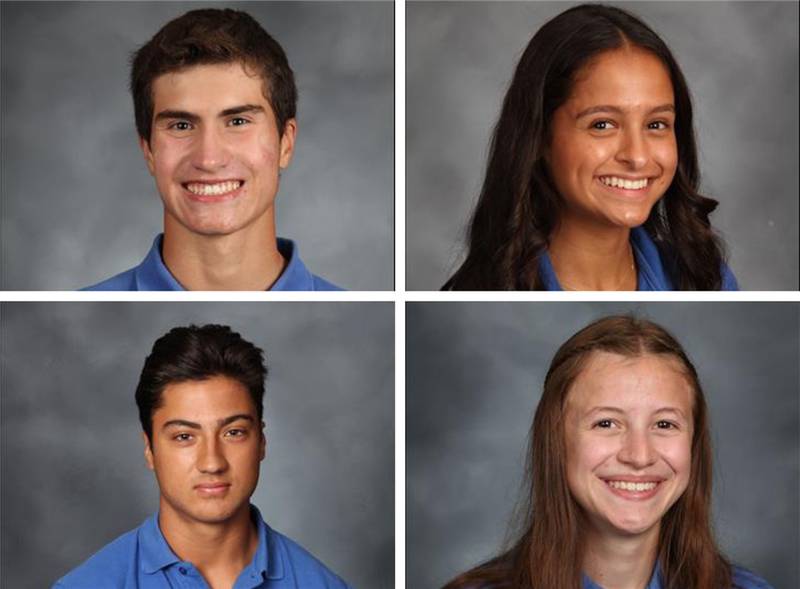(from top left): St. Francis High School students Philip Latorre, Madelyn Hoden, Connor Shields, and Emily Butz, who were named National Merit Scholarship Finalists.