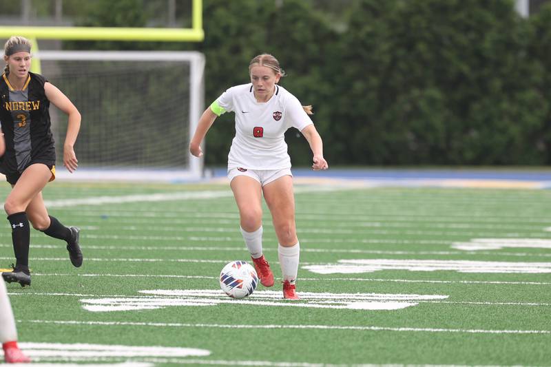 Lincoln-Way Central’s Reagan Schultz works the ball against Andrew in the Class 3A Joliet Central Sectional championship match on Friday, May 24, 2024.