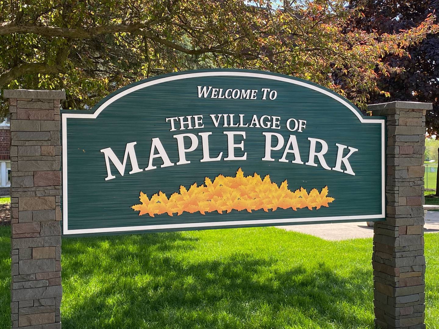 The Village of Maple Park sign on Willow Street is seen on Saturday, May 4, 2024.