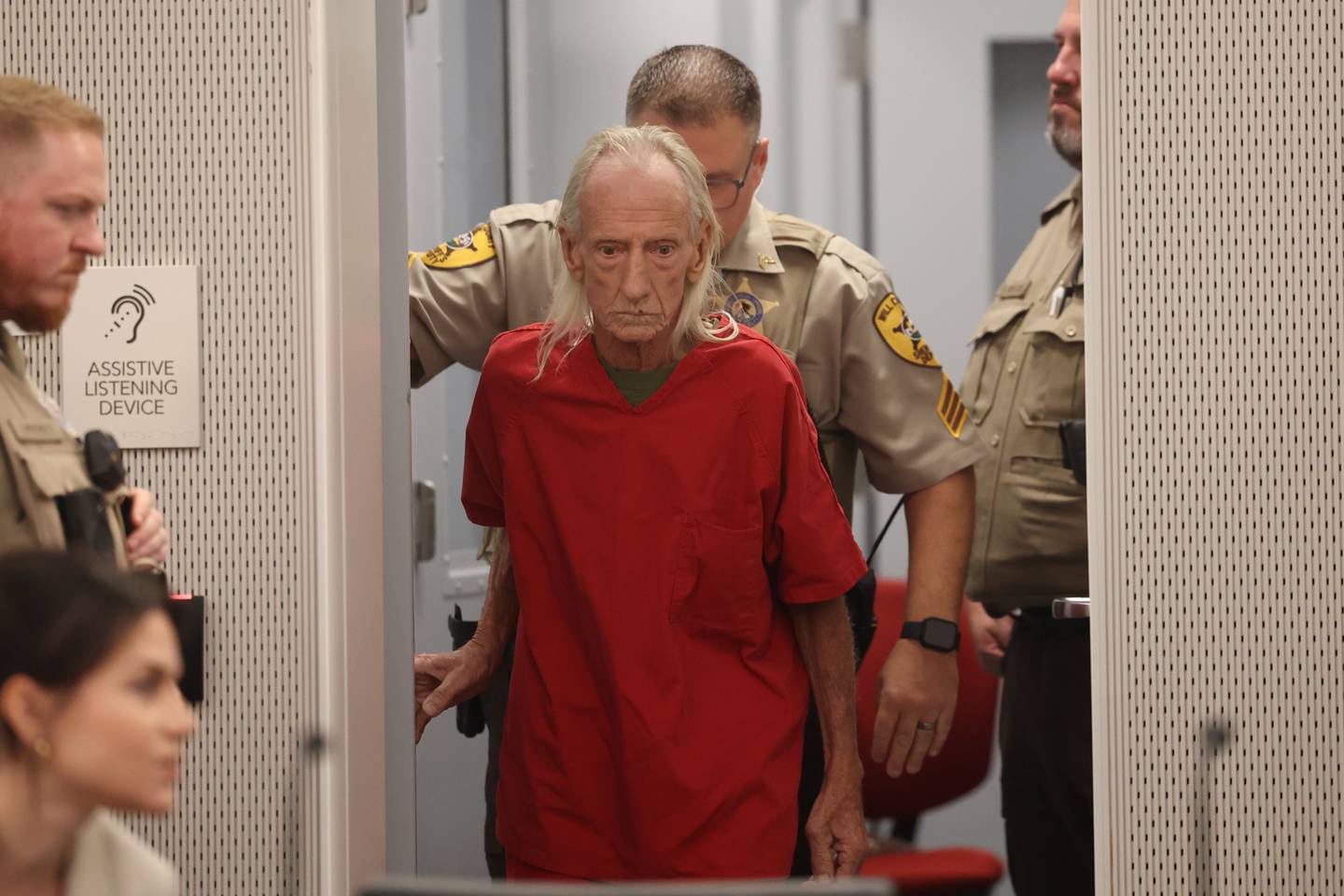 Joseph Czuba enters the courtroom for a hearing at the Will County Courthouse on Monday, Oct. 30, 2023 in Joliet. Joseph Czuba, 71, was arraigned on charges of first-degree murder of 6-year-old Wadea Al-Fayoume and attempting to kill the boy's mother, Hanaan Shahin, 32, on Oct. 14 at a Plainfield Township residence.