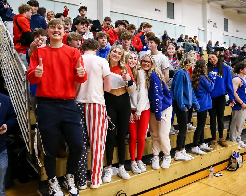 The Oswego East student section during Class 4A Lockport Regional final game between West Aurora at Oswego East.  Feb 24, 2023.