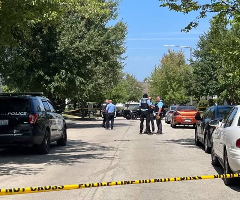 Joliet police officers blocked off Silver Leaf Drive between Meadow Lilly Drive and Forestview Drive in Joliet as a shelter-in-place order was issued on Thursday, Aug 22, 2024.