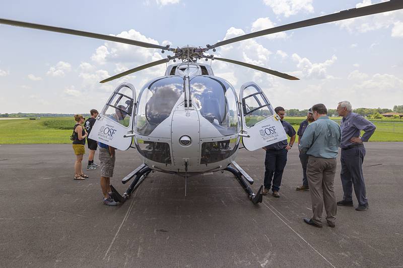 Visitors tour the Airbus EC145 medical helicopter Wednesday, July 10, 2024 in Rock Falls.